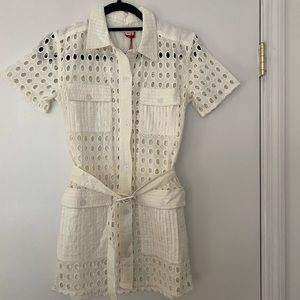 NWT Solid & Striped White Eyelet Cover Up XS